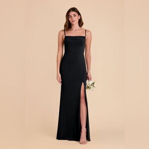 Birdy Grey Black Ash Luxe Knit Crepe Cowl Neckline Full Length Dress Size Small